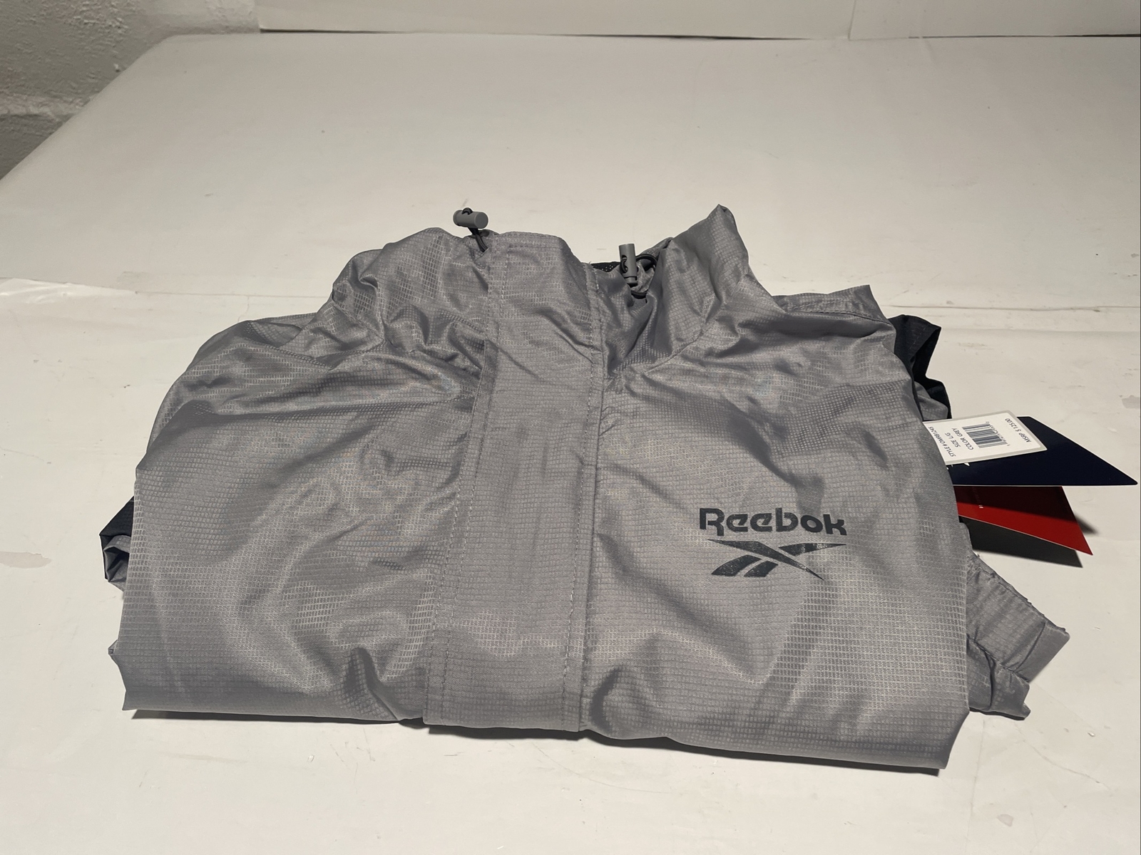 Reebok Windbreaker Pullover 1/4 Zip Lightweight Hooded Jacket Golf Gray Large thumbnail 14