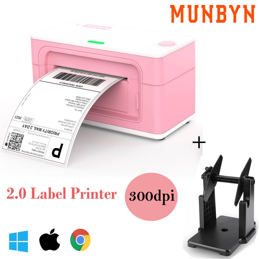 MUNBYN Thermal Label Printer 150*100 Shipping Address Barcode with Label Holder
