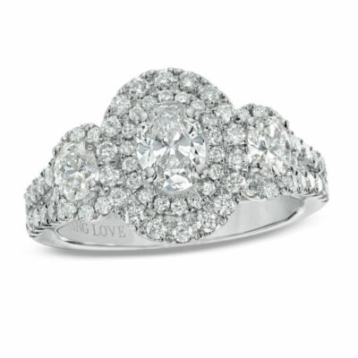 Vera Wang Love Collection 1-1/2 TW Oval Diamond Three