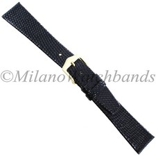 18mm Gilden Black Luxury Flat Genuine Lizard Unstitched Mens Watch Band SHORT