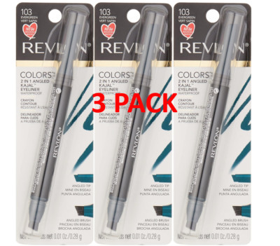 Revlon Colorstay 2-in-1 Angled Kajal Eyeliner, 103 Evergreen 3PACK
