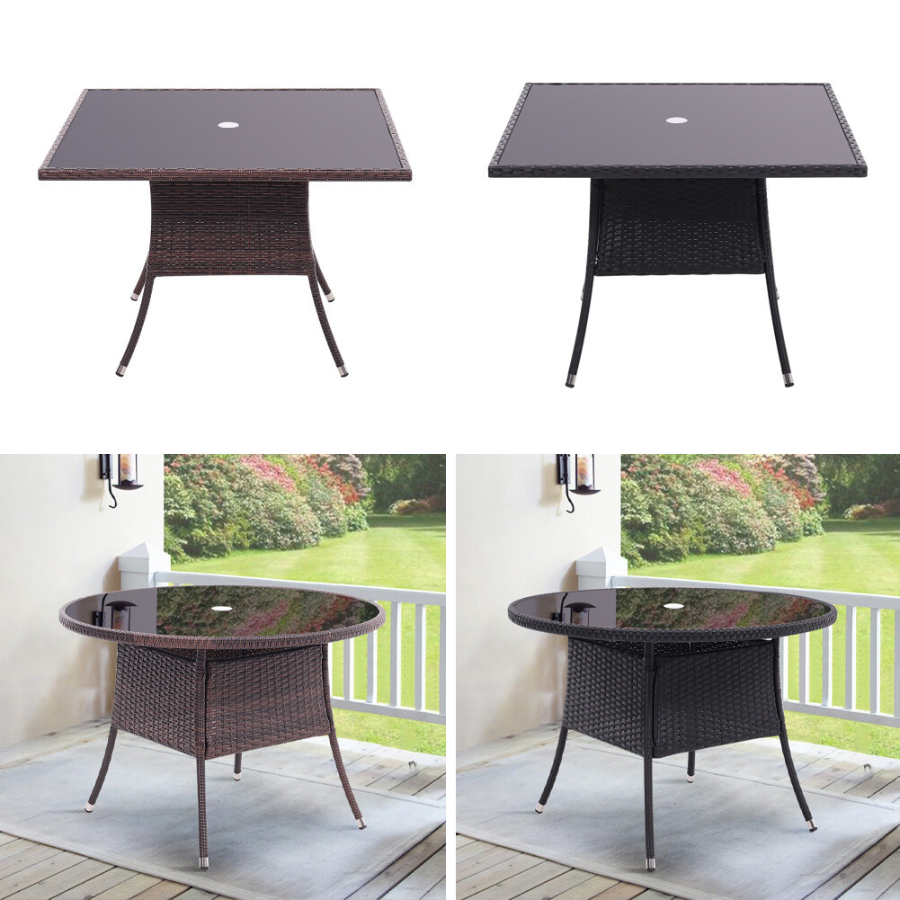 Large Rattan Garden Coffee Dining Table Outdoor Patio Furniture w