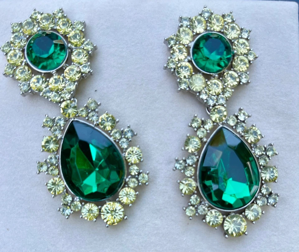 Ohrhänger Anna dello Russo x HM grün Strass Limited Edition Full Set SOLD OUT  - Bild 3 von 4