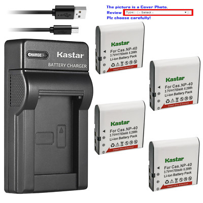 Kastar Battery Slim USB Charger for Casio NP-40 CNP40 & Casio PRO EX-Z750 Camera