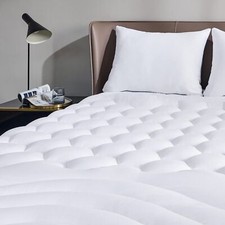 Quilted Mattress Pad Pillow Top Matress Topper Soft Bed Cover Fitted Deep Pocket