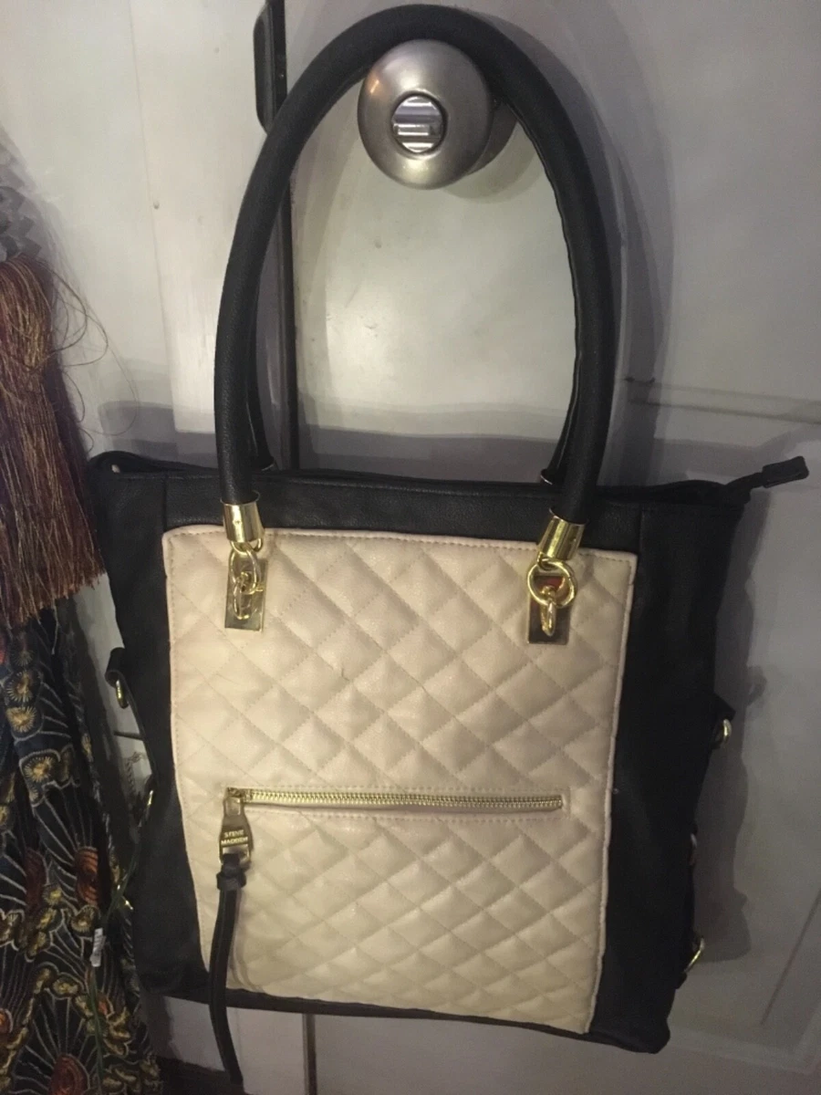 Large black and cream Steve Madden bag/purse.