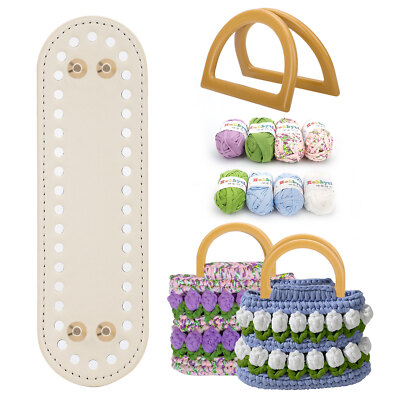 Tulip Woven Handbag Making Kit with D Shape Bag Handles DIY Knitting Crochet Bag