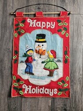 Bucilla Snowman Seasonal Felt Wall hanging Home Decor-COMPLETED 