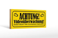 Holzschild Hinweis 27X10Cm Achtung VideoüBerwachung Holz Deko Schild Wooden Sign