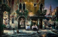 CAO YONG - EVENING IN VENICE - 28" X 42" - HE HAND EMBELLISHED GICLEE CNVS w/COA