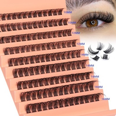 Einzelwimpern Cluster DD Curl Falsche Wimpern 126 Stück Sortiment, SCHWARZ 
