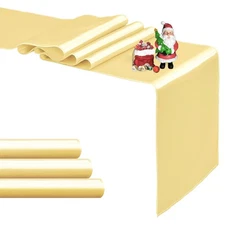 4-Pack 12x108" Light Gold Satin Table Runner for Wedding Banquet Party