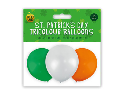 St Patrick's Day dreifarbige Luftballons 15 Stück grün Party Deko