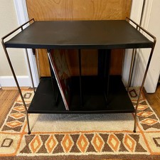 Rare MCM Record Stand Storage Cabinet Metal Vinyl Records Vintage Decor HTF