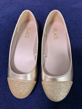 PLACE Girls Gold Glitter Ballet Flats Round Toe Size 13