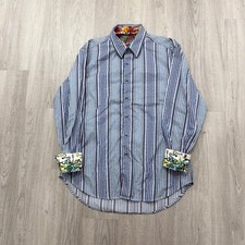 Robert Graham Flip Cuff Button Shirt Men's Extra Large Striped Key Cuffs Preppy