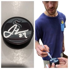 JAMIE OLEKSIAK SIGNED SEATTLE KRAKEN HOCKEY PUCK W/ CASE COA