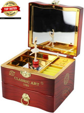 Musical Jewellery Box with Classic Rotating Ballerina Dancer Music Box Necklace