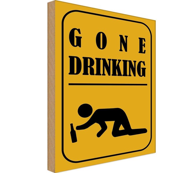 Holzschild 30X20 Cm Alkohol Gone Drinking Lustig Essen Trinken Deko Geschenk Hol-image