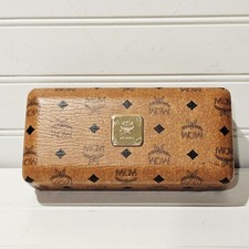 MCM Hardshell Eyeglass CASE ONLY Cognac Brown w/ Monogrammed Cleaning Cloth