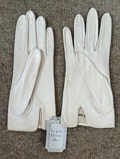 Vintage Christian Dior Gloves Ladies Leather White Gloves Size 6-1/2 - New