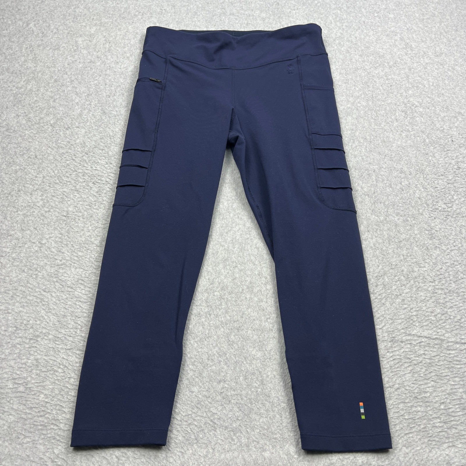Smartwool Merino Wool Sport Capri Women's Large Blue Moto Crop Leggings SW016140