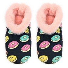 JYinstyle Okih Yeah OGZ Pattern Women's Slipper Black/Pink Donuts sz 5-6 S