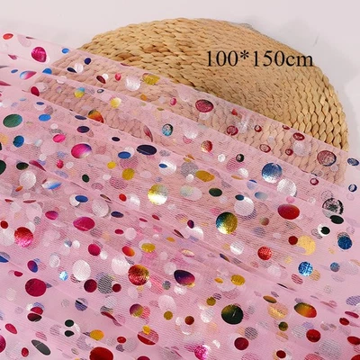 Tissu En Maille À Pois Multicolores DIY Couture 100*150cm Rose - Photo 1/4