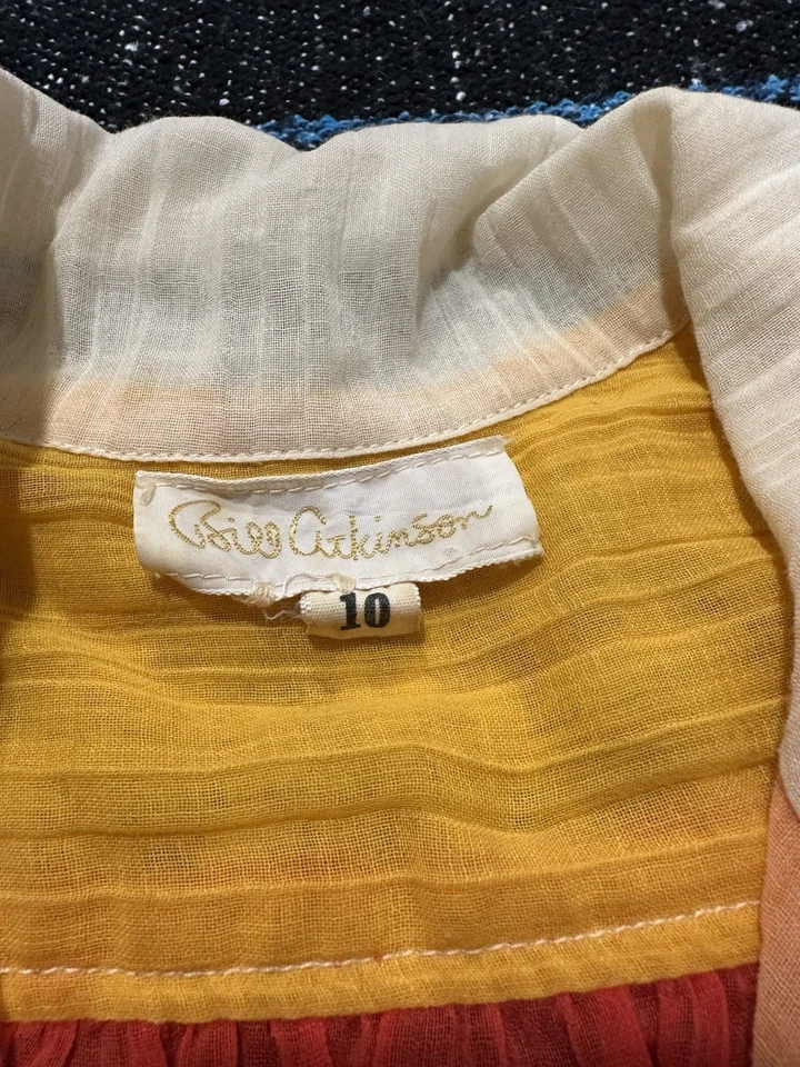 Vtg 70’s Bill Atkinson Glen Of Michigan Mod Patchwork Top Sheer Blouse Size 10 - Image 3 of 4