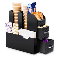 Coffee Condiment Organizer 11-Compartment Breakroom Coffee Station Organizer ...