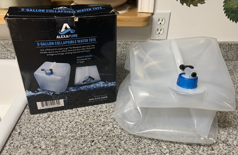 Alexa Pure 5 Gallon Collapsible Water Tote Heavy Duty Clear Water Storage