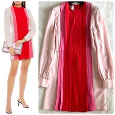 Valentino Silk Pleated Mini Dress Size 4 Pink Red 85cm Length