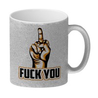 Fuck You Glitzer-Kaffeebecher Mit Mittelfinger Motiv