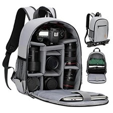 Camera Bag Professional Camera Backpack Case with Laptop Compartment Gray