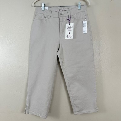 Gloria Vanderbilt Women's 4 Amanda Capri Stonewood Beige Slimming NEW