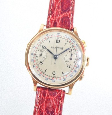   EBERHARD PRE EXTRA-FORT CHRONOGRAPH WRISTWATCH 16000 18K GOLD CASE 1950S