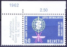 Switzerland 1962 mint no gum, Fight against Malaria, Medical