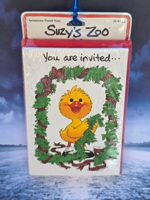 Vintage New Sealed Suzy's Zoo Duck Christmas PARTY  Invitations Pkg of 10