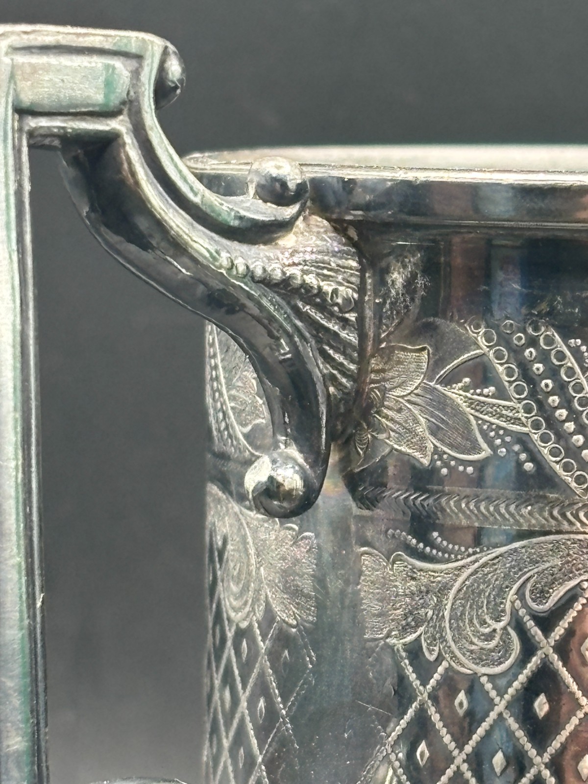 Antique Victorian Silver Plated Baby Cup River Bridge Farm House Engraving Lura