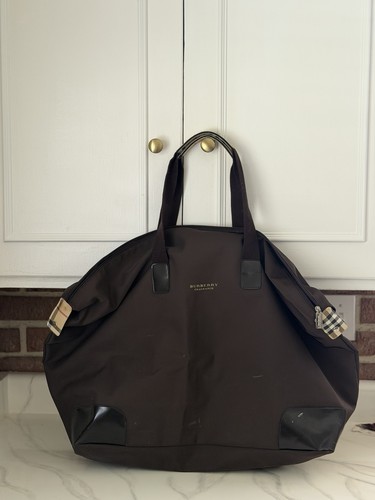 Burberry Fragrance Brown Nylon Weekender Duffle Bag
