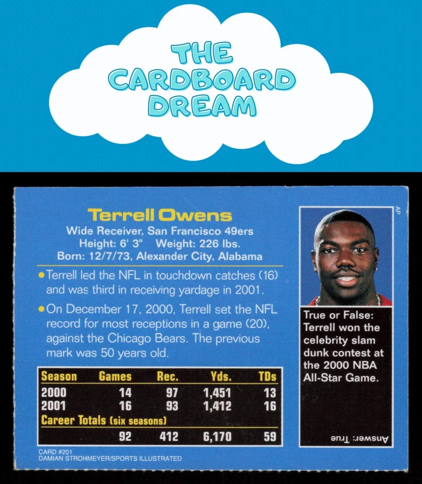 Terrell Owens 2002 Sports Illustrated for Kids #201 HOF San Francisco 49ers - Image 2 of 2