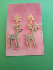 fashion jewelry rhinestone reindeer earrings