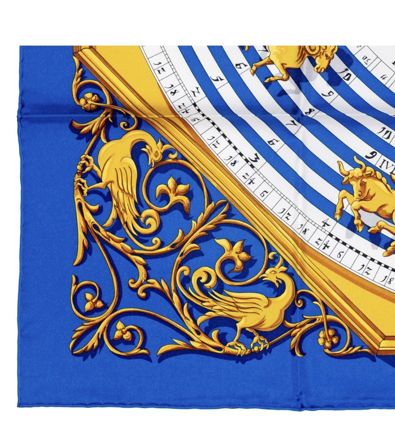 Auth. Hermes Silk Scarf Astrologie Forever - Bleu Cobalt Vieil Or Blanc  New thumbnail 6