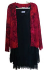 Chico's Travelers Stretch Knit Jacket Overpiece Topper 3 XL 16 18 Red Black