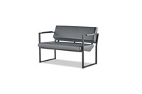 Ledesofas Couch Edelstahl 2-Sitzer Sofa Schwarz Leder Holz Zweisitzig