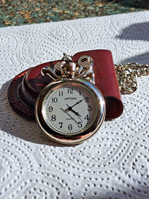 Taschenuhr von JAPONA Quarz mit Ledertasche