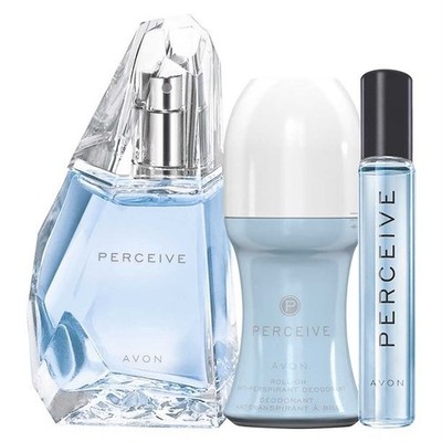 AVON Perceive GESCHENKSET Eau de Parfum Spray + Taschenspray + Deoroller