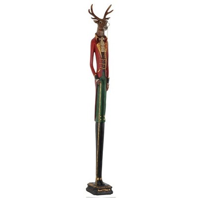 Clayre & Eef Figur Hirsch 92 cm rot/grün Polyresin Weihnachtsdeko