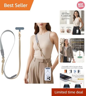 Multi-Functional Khaki Phone Lanyard - Adjustable and Secure for Travel & More