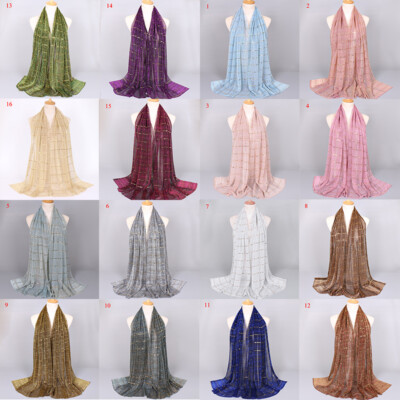 Islamic Women Cotton Long Scarf Shawl Muslim Hijab HeadWrap Scarves Turban Lady 
